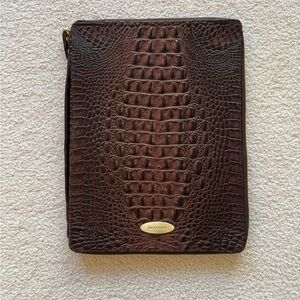Brahmin Dark Brown Embossed Leather Portfolio Case